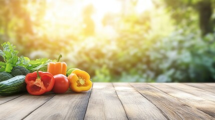 Close-up of vibrant fresh vegetables and fruits on wooden table, symbolizing healthy blood pressure foods, emphasizing natural nutrition and wellness.
