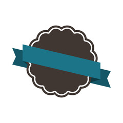 Badge with ribbon. Winning award, prize or medal.