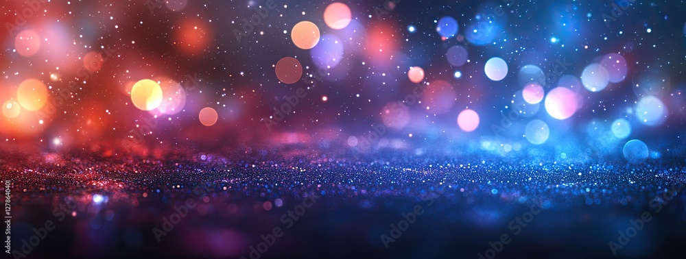 Poster nighttime sparkle background with bokeh lights