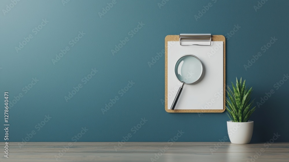 Aufkleber hand inspecting document with checklist icon in office environment close-up review process