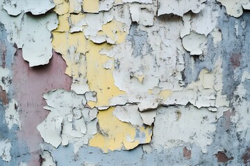 Obraz premium Realistic peeling paint texture, wall surface that tells an old story through layers of peeling paint