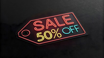 Bold neon sale 50 off tag eye catching promoti