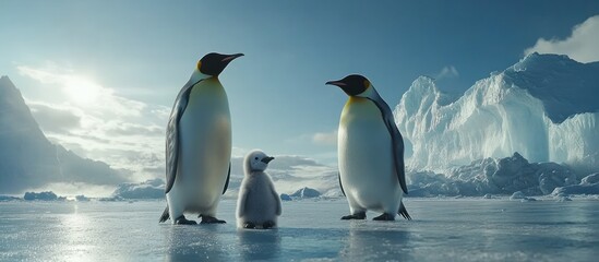 Obraz premium Antarctic Penguin Family Iceberg