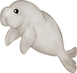 watercolor dugong