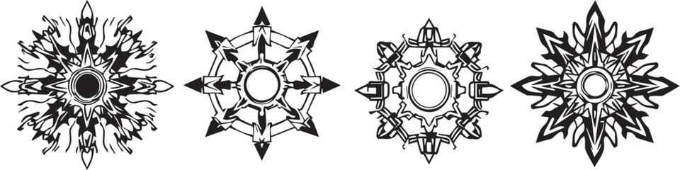 Set of elements for flat design, patterns, ornaments, mandalas. Hand drawn vector illustration