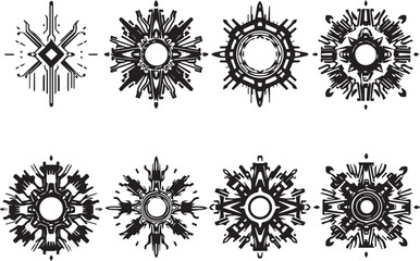Set of elements for flat design, patterns, ornaments, mandalas. Hand drawn vector illustration