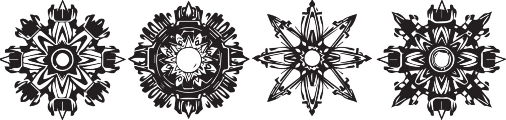 Set of elements for flat design, patterns, ornaments, mandalas. Hand drawn vector illustration