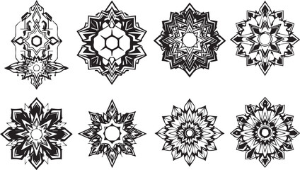 Set of elements for flat design, patterns, ornaments, mandalas. Hand drawn vector illustration