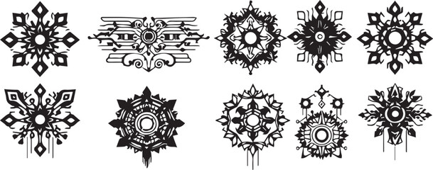 Set of elements for flat design, patterns, ornaments, mandalas. Hand drawn vector illustration