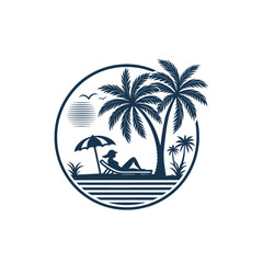 sun beach club,summer silhouette logo vector line art logo design
