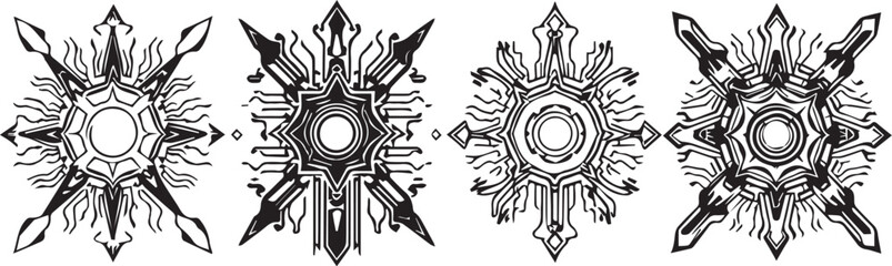 Set of elements for flat design, patterns, ornaments, mandalas. Hand drawn vector illustration