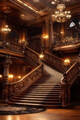 Obraz premium Building Staircase with Chandelier