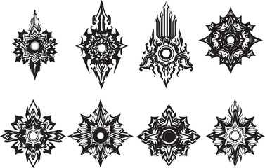 Set of elements for flat design, patterns, ornaments, mandalas. Hand drawn vector illustration
