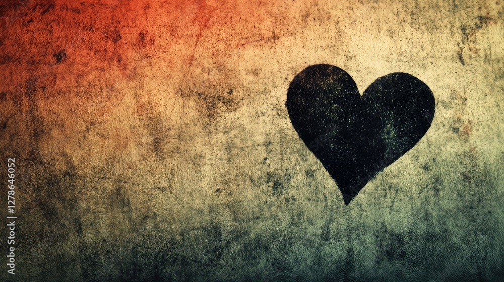 Poster a faint heart pattern imprinted on soft paper, with a blurred background and open space for text or 