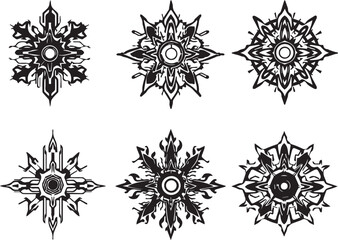Set of elements for flat design, patterns, ornaments, mandalas. Hand drawn vector illustration