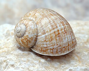 Close-up of a seashell on light stone