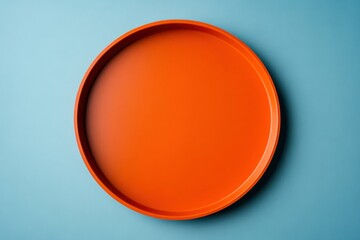 Trendy hand tray motif in bold orange hue against blue backdrop perfect for contemporary advertising initiatives and marketing materials