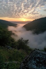 Sunset Over Foggy Valley