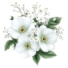 Obraz premium Elegant White Flower Bouquet Illustration.