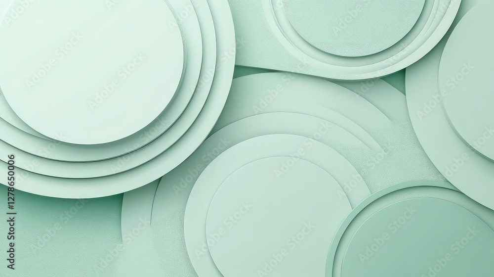 Poster a light green background with abstract geometric patterns, offering a modern, clean space for text o
