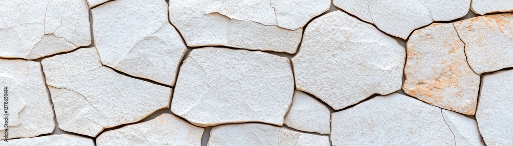 Poster detailed close-up of white stone wall with unique patterns and textures perfect for background and d