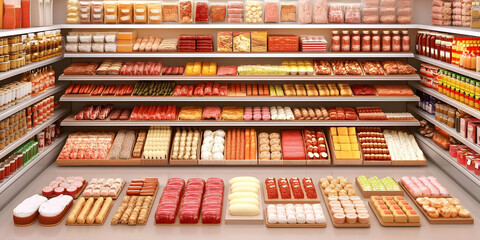 Fototapeta premium Grocery Store Food Illustration