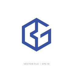 initial letter BG hexagon logo design