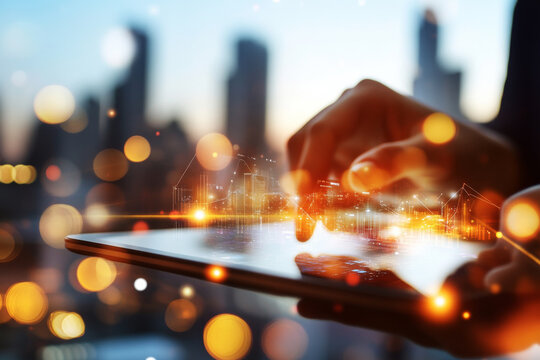 Empowering Connections: A Diverse Hand Navigates the Digital Future with Touch