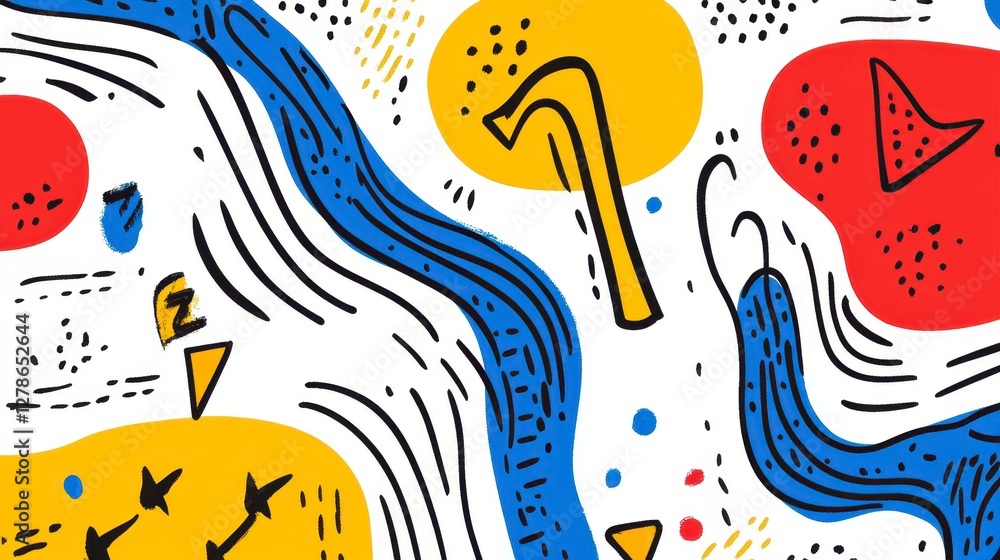 Poster abstract colorful shapes and lines art print