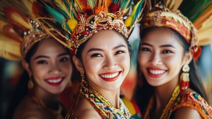Fototapeta premium Women in Costumes Posing