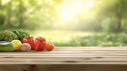 Close-up of vibrant fresh vegetables and fruits on wooden table, symbolizing healthy blood pressure foods, emphasizing natural nutrition and wellness.
