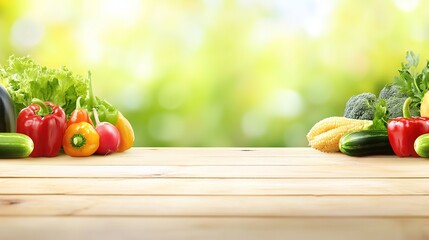 Close-up of vibrant fresh vegetables and fruits on wooden table, symbolizing healthy blood pressure foods, emphasizing natural nutrition and wellness.
