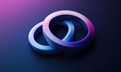 Intertwined neon rings on dark background.