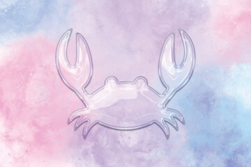 Glass Effect Crab Vector - Transparent, shiny, and 3D Illustration