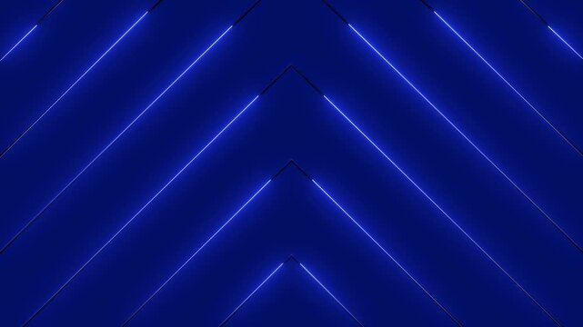 Animation bright neon blue color lines arrow 4k video black background.