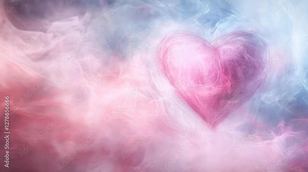 Poster a smooth pink heart shape in the center of a soft, blurred background with plenty of surrounding spa