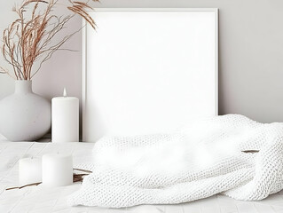 Cozy White Blanket Mockup Illustration