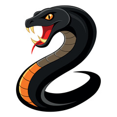 Obraz premium illustration-of-hissing-black-snake-isolated-on-wh.eps
