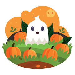 illustration-of-pumpkin-patch-with-ghost-isolated- (2).eps