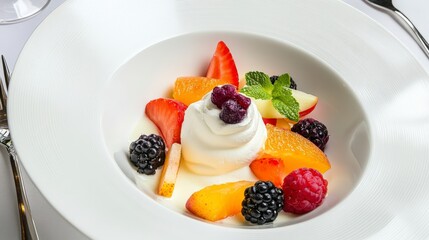 A Stunning Fruit Salad with Whipped Cream: A Culinary Delight