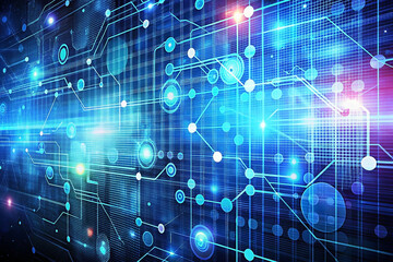 Obraz premium Futuristic digital network data flow; abstract background for tech websites