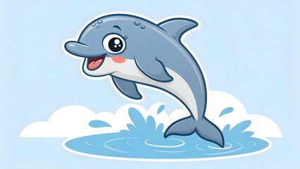Fototapeta premium Smiling dolphin jumping out of the water cute