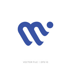 initial letter MW M W dot digital logo