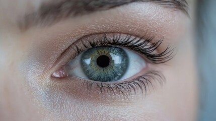 Obraz premium Close-up woman's eye with natural eyelashes. Possible use Beauty product advertisement, health