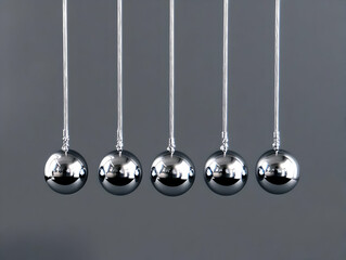 Chrome Balls Newton's Cradle Physics Illustration