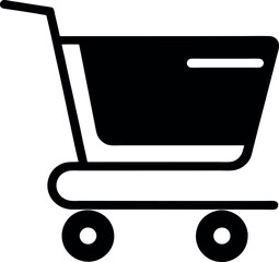 Minimalist Black Shopping Cart Silhouette Vector Illustration | Simple Trolley Icon for E-commerce, Retail, and Store UI Design