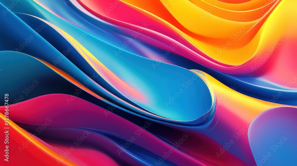 Poster vibrant abstract wave background with colorful flowing curves