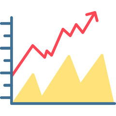 Graph with Trend Line Icon Vector Element