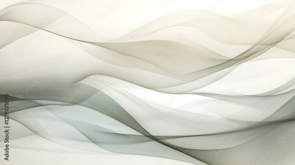 Aufkleber Flowing lines creating elegant waves in shades of gray and beige, perfect for backgrounds and designs