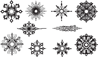 Set of elements for flat design, patterns, ornaments, mandalas. Hand drawn vector illustration
